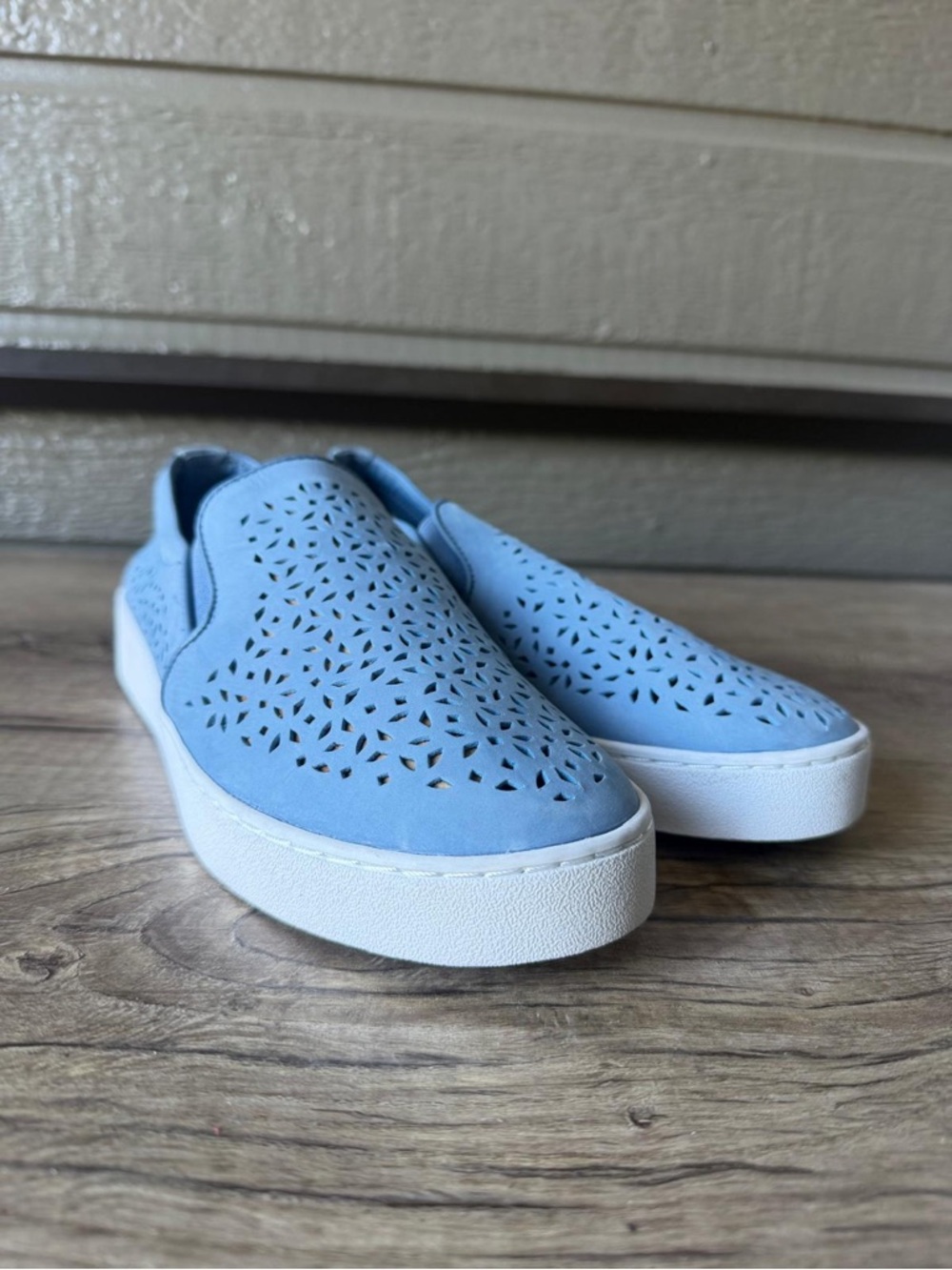Vionic Women’s Sky-Blue Perforated Slip-On Sneakers - Picture 2 of 9
